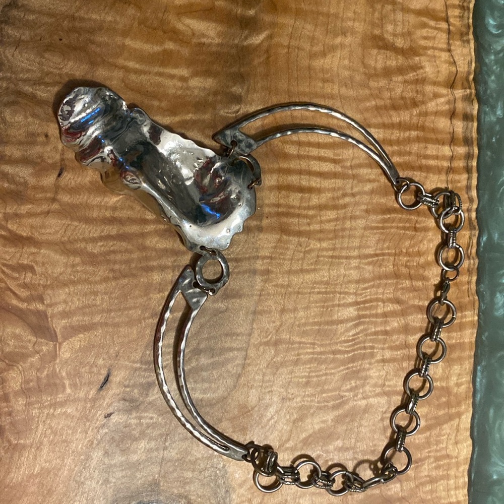 Heavy Statement necklace with face in silver tone (NOT 925)